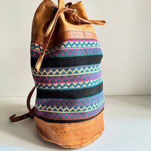Vintage Leather Kilim Ethnic Handmade Backpack